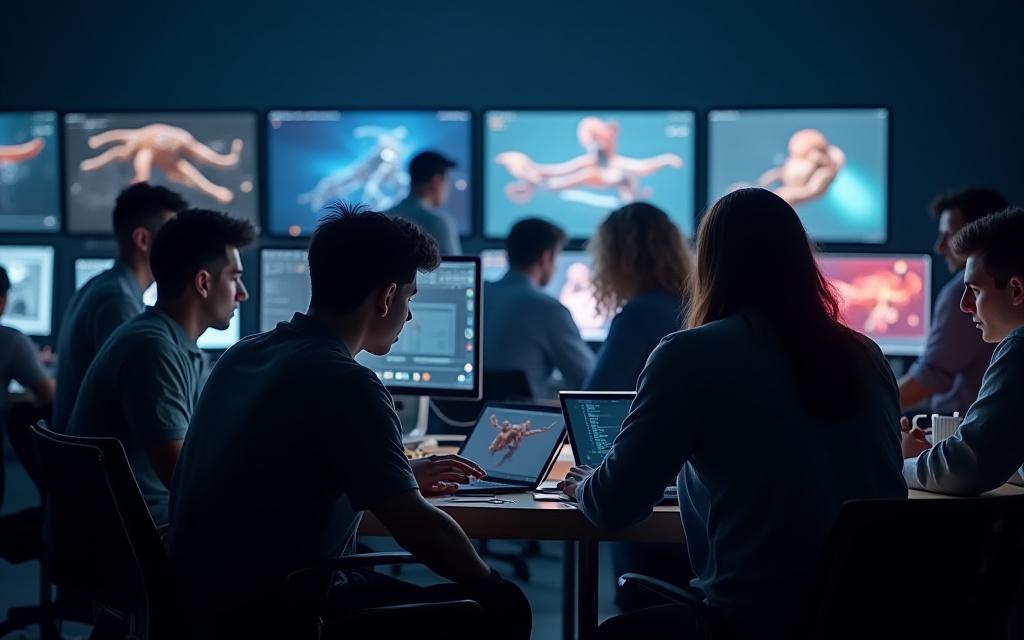 अरोमा वीएफएक्स टीम स्टूडियो में काम कर रही है